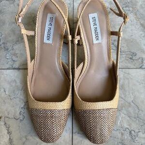 Steve Madden Becka Raffia Slingback Pumps Size 8.5